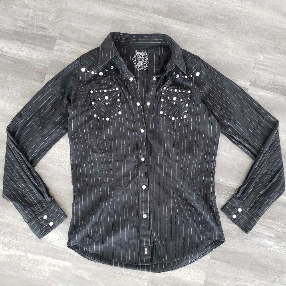 Black Longhorn 20X Horse Show Button Down
